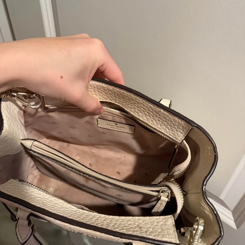 kate spade cream pebbled leather satchel with detachable strap - Picture 2 of 2